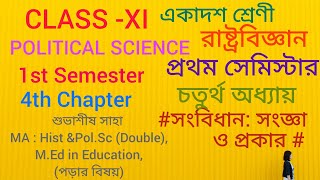 class 11 political science/chapter 4 MCQ/1st Semester/সংবিধান: সংজ্ঞা ও প্রকার MCQ/