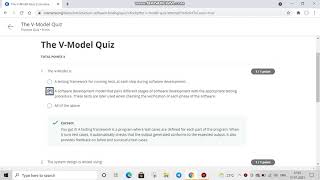 Introduction To Software Testing Week 2 | Lesson 2 | The V-Model Quiz