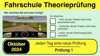 🚘 Führerschein Theorieprüfung Klasse B 🚗 Oktober 2024 - Prüfung 1🎓📚