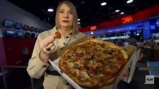 Pizza  Delivery Man Eats Toppings Off Pizza Being Delivered