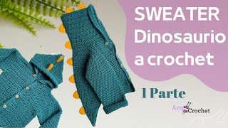 Sweater de Dinosaurio tejido a crochet/ paso a paso/ cárdigan niños/ 1 PARTE