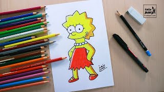 طريقة رسم و تلوين ليزا سيمبسون خطوة بخطوة | How to draw lisa simpson easy | رسم سهل للمبتدئين