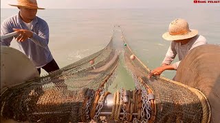 trawl fishing shrimp net boat Malaysia.