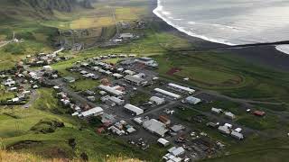 Cliffs high above town of Vik Iceland