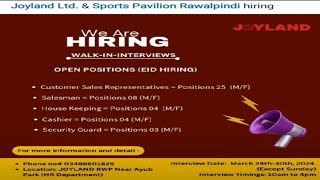 Hiring Joyland Ltd & Sports Pavilion Rawalpindi - Hiring For Eid UL Fittar 2024