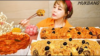 SUB) 엽기떡볶이 매운맛 🔥 매콤트러플 로제 찜닭게티 먹방 Spicy Tteok-bokki. Stir-fried Rice Cake. REAL SOUND. ASMR. MUKBANG