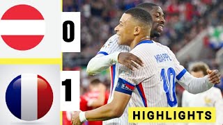 ⚪🔴 France 1 - 0 Austria HIGHLIGHTs: win Goal, Kylian Mbappe