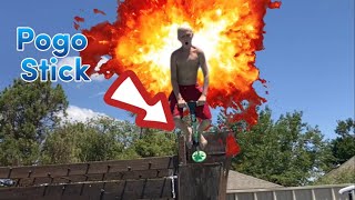 Pogo stick into a pool!!!