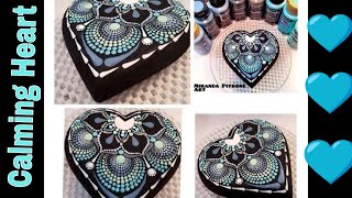 How to paint a calming Heart Mandala ~ Acrylic Painting Ocean Color Palette  Dot Art Miranda Pitrone