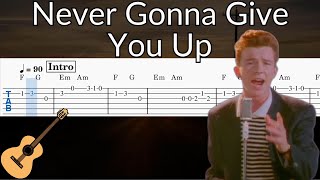 Never Gonna Give You Up - Guitar Solo Tab Easy