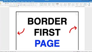 How to Add 1st Page Border in Word