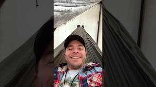 Hammock in Hot Tent In A SnowStorm #adventureswithspackmann #hottentcamping #snow