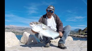 Fishing Amberjack From Shore... Fishing Greece