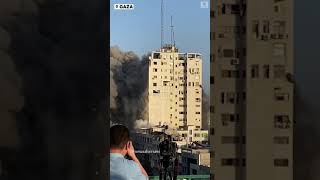 #Video shows moment Israeli airstrike levels AI-Shorouk Tower in Gaza-The moment is an Israeli ....