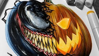 Venom Pumpkin - Copic Marker Illustration