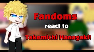 Fandoms react to Takemichi! / angst Take/ Bnha/ One piece/ Naruto/ Tokrev/ Kimetsu/ Jujutsu/ Takemi