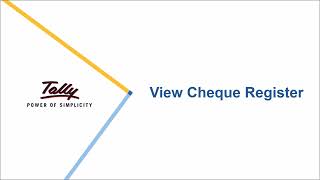 How to View Cheque Register