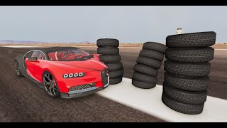 Stack Of Tires Vs Cars High Speed Crash [ BestCrash ]