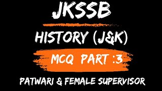 MCQ on History of Jammu and Kashmir for JKSSB patwari exam 2024 / JKSSB female supervisor /part:3