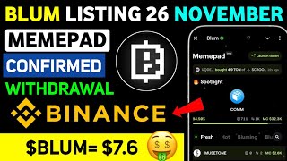 Blum Listing On Binance | Blum Listing Date | Blum Memepad | Blum New Update Today | Blum Video Code