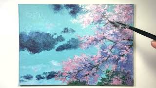 Full Cherry Blossom / Easy Acrylic Painting Tutorial For Beginners #354F