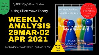 Gold Silver Crude US 30 Bitcoin and Forex Weekly Analysis For 29 Mar-02 Apr 2021 Using Elliott Wave