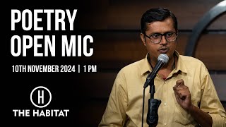 Live Poetry Open Mic at The Habitat 10th November 2024 | 1 PM