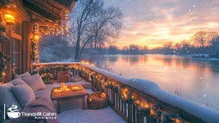 December Winter Jazz in Lakeside ❄️Sunset Lakeside Ambience With Smooth Instrumental Jazz For Relax