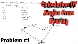 Problem On Calculation  Of Angles From Bearing | Compass Surveying |[HINDI]