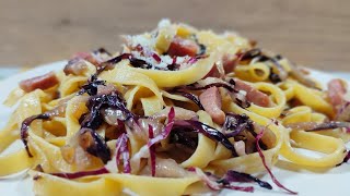 TAGLIATELLE #SPECK E #RADICCHIO - PRIMO PIATTO, RICETTA PRANZO VELOCE