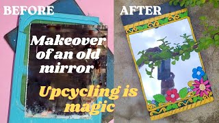 Makeover of old mirror|DIY of broken mirror|Clayart on mirror|Bestoutofwaste ideas|Clayarttutorials