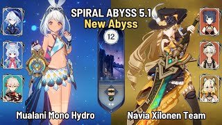 C0 Mualani Furina Mono Hydro | C0 Navia Xilonen Team | New Spiral Abyss 5.1 | Genshin Impact