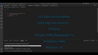 VS CODE FIX how to enable html tags |  VSCode HTML Boilerplate Fix