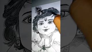 Cute Little krishna 2 Drawings easy with pencil shading 😍 #viral #krishna #ytshorts #shorts #art