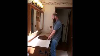 Removing Old Bathroom Vanity #bathroom #bathroomremodel #vanity