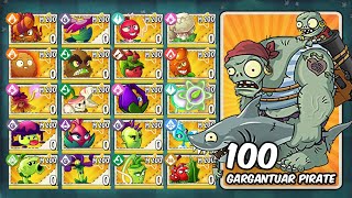 PvZ 2 Premium Plants Max Level Vs 100 Gargantuar Pirate Part 2 - Who Will Win? - PvZ 2 Challenge