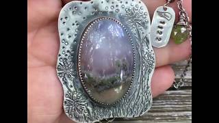 Moss Agate Angel Numbers 925 Silver Necklace