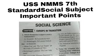 7th Standard Social Science Important Questions For USS And Nmms Students