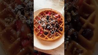 Waffles with berries and pecans