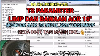 Tes Perbedaan TS Parameter ACR 10 inch dengan Limp dan Data Bawaan