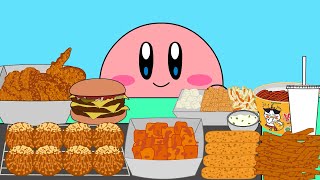 Kirby Animation - Eating Crispy Fried Chicken, Cheese Burger & Cheese Stick Chicken Asmr Mukbang