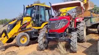 Jcb 3dx Eco Excellence Machine Loading Red Mud In Mahindra and Sonalika Tractor | Jcb