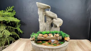 Beautiful very relaxing waterfall fountain water fountain making at home