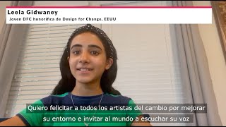 Reconocimiento de la joven DFC honorífica de Design for Change EEUU para el proyecto "Stop Bullying"