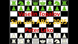 Vaselin Topalov (Elo 2788, negras) vs Peter Leko (Elo 2763, blancas) CM.  San Luis AR, 2005. Round 1