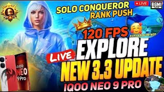 IQOO NEO 9 PRO BGMI TEST LIVE | BGMI 3.3 LIVE | BGMI 120FPS UNLOCK 🤯🔥? #bgmi #bgmilive #120fps #pubg