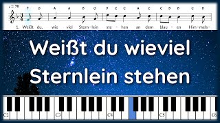 Weißt du wieviel Sternlein stehen | Schlaflied | Melodie, Text und Noten | Klavier