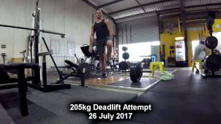 205kg Deadlift Attempts 26 July 2017