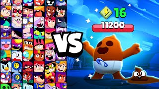 POOP SPIKE vs ALL BRAWLERS! With 16 POWER-UPs! | Brawl Stars