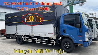 Isuzu NQR550 Thùng Mui Bạt Full Inox Lươn Nhôm cao cấp nhất | Isuzu 5t8 Thùng 6m2